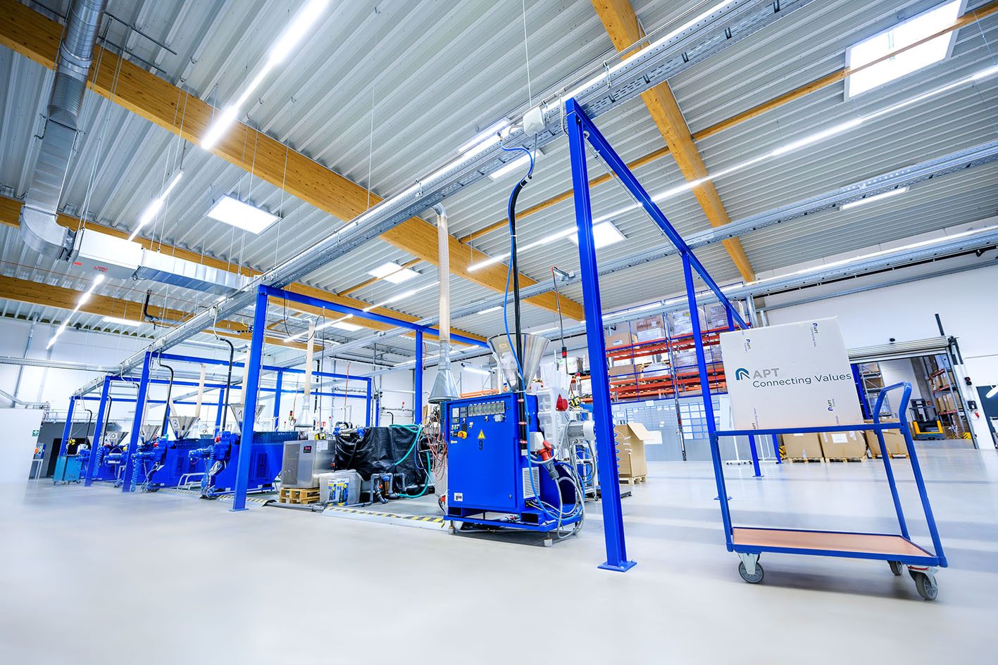 Photo of the extrusion machines at the APT site