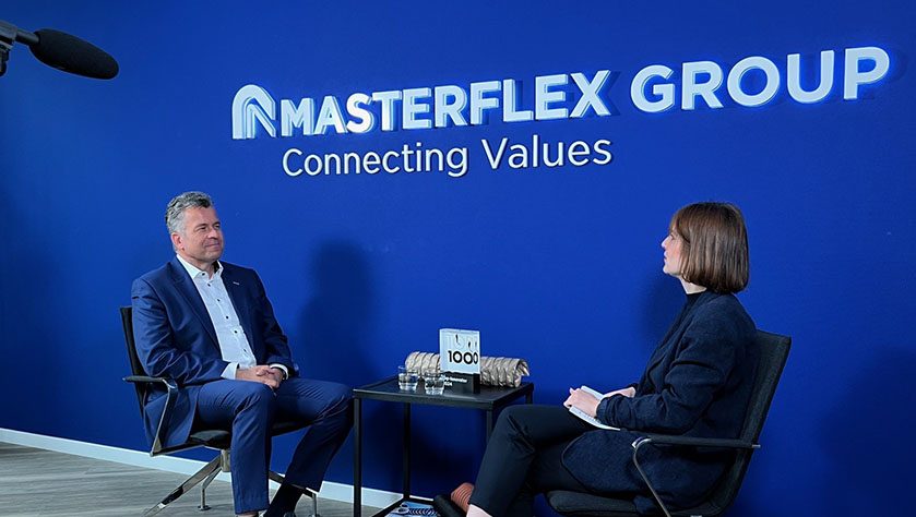 Picture: of two people talking during a video podcast