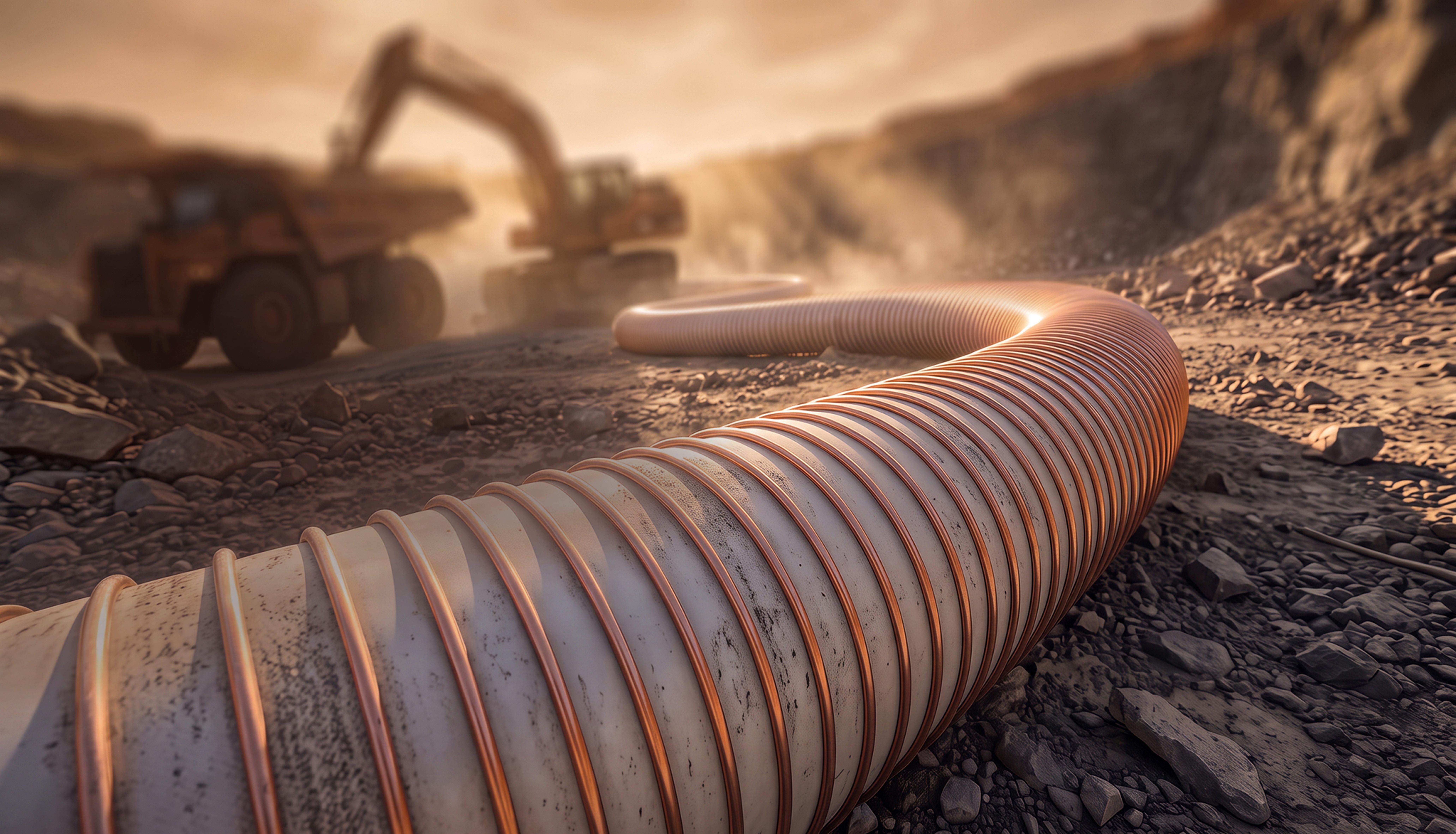 Abrasion-resistant PU hose (PUR spiral hose) for conveying abrasive bulk materials
