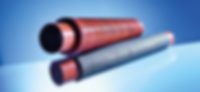 Masterflex Group Our Products Matzen and Timm Vulcanised Hoses Two hand-wound tubes in rust brown and grey lying on the table.