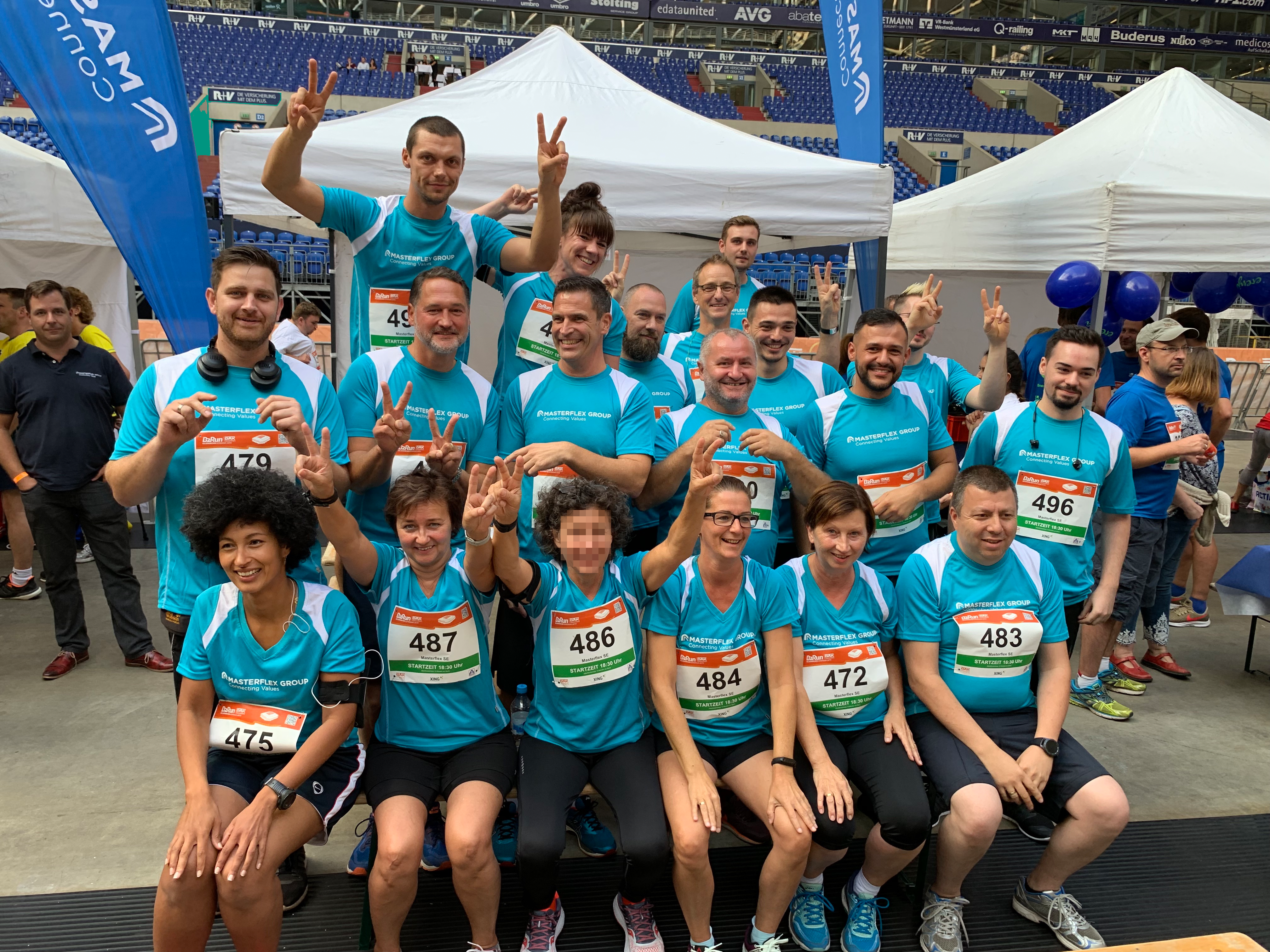 Masterflex employees in same running clothes after a B2Run.