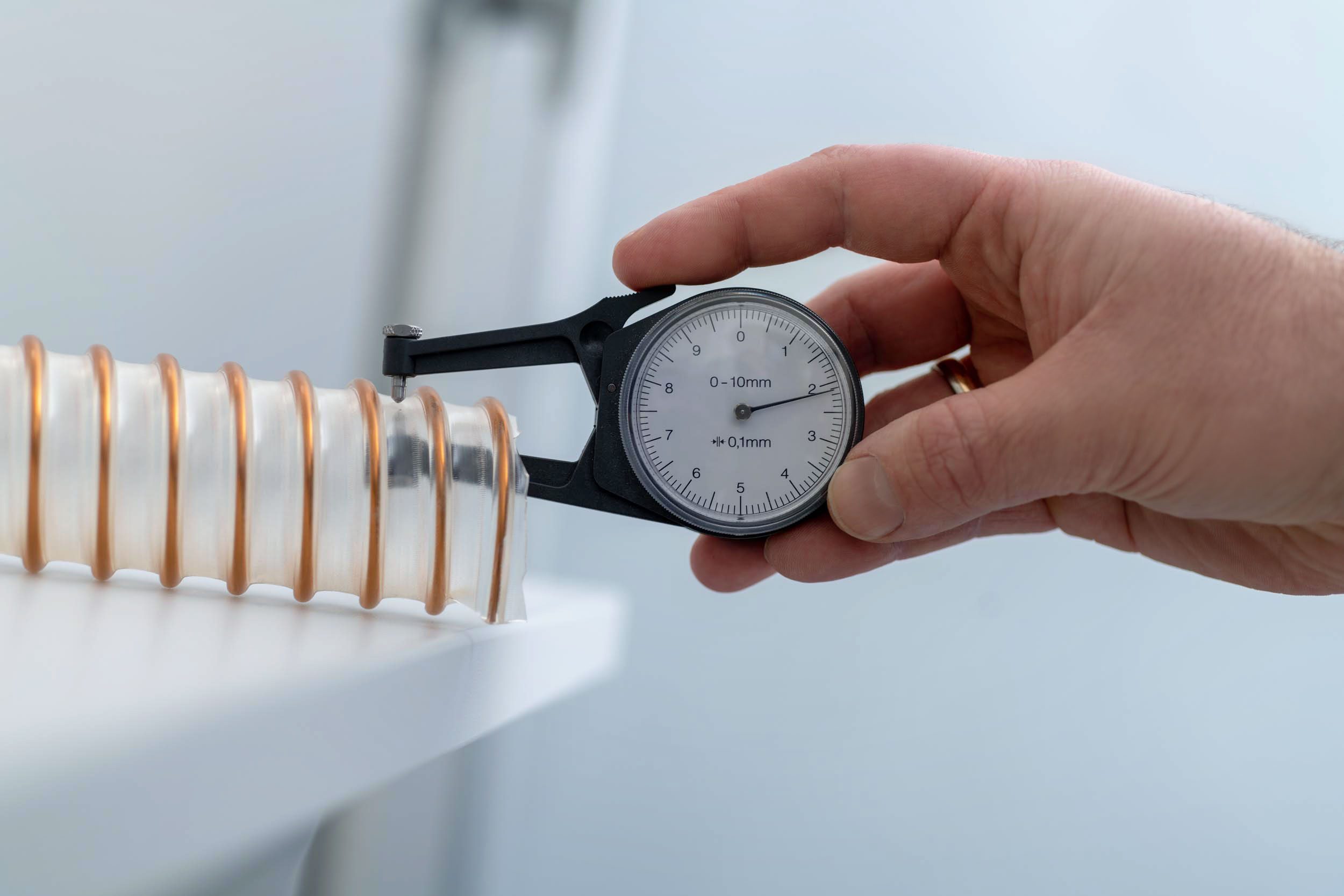 Wall thickness measurement PU spiral hose