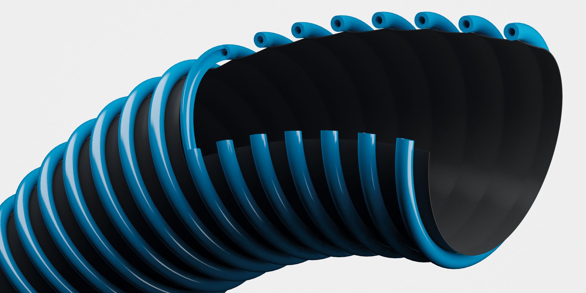 Masterflex konstruktionsritning film och tyg slangar med ansluten stödspiral