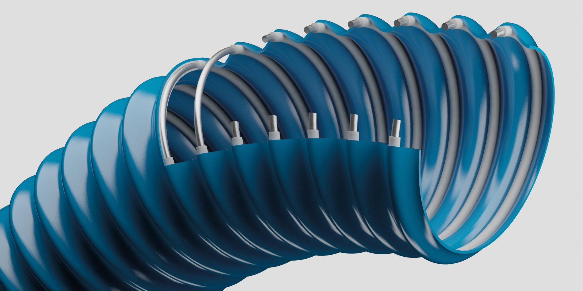 Masterflex konstruktionsritning spiralslangar med sömlös, yttre plastvägg