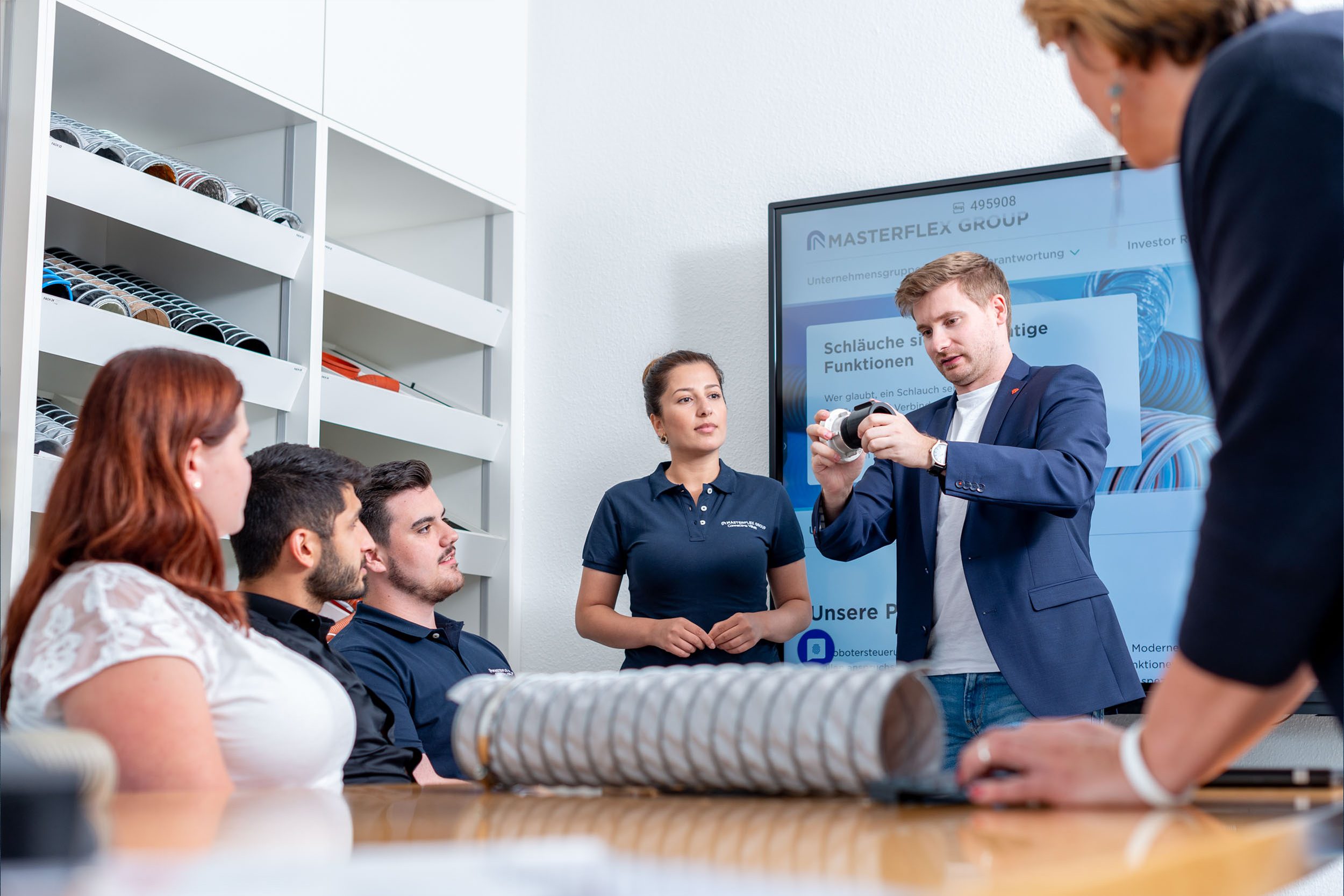 Mood: Product launch meeting for new plastic connectorMood: Product launch meeting for new plastic connector