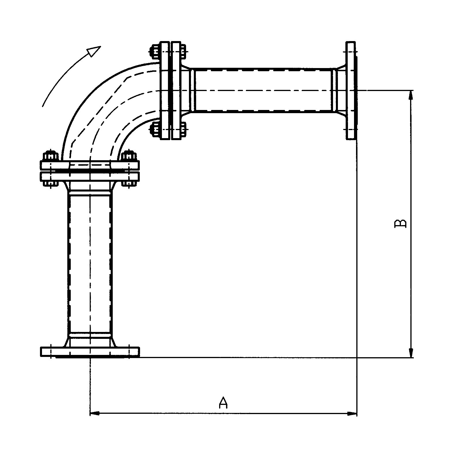 Technical drawing Masterflex application example Master-PROTECT elbow