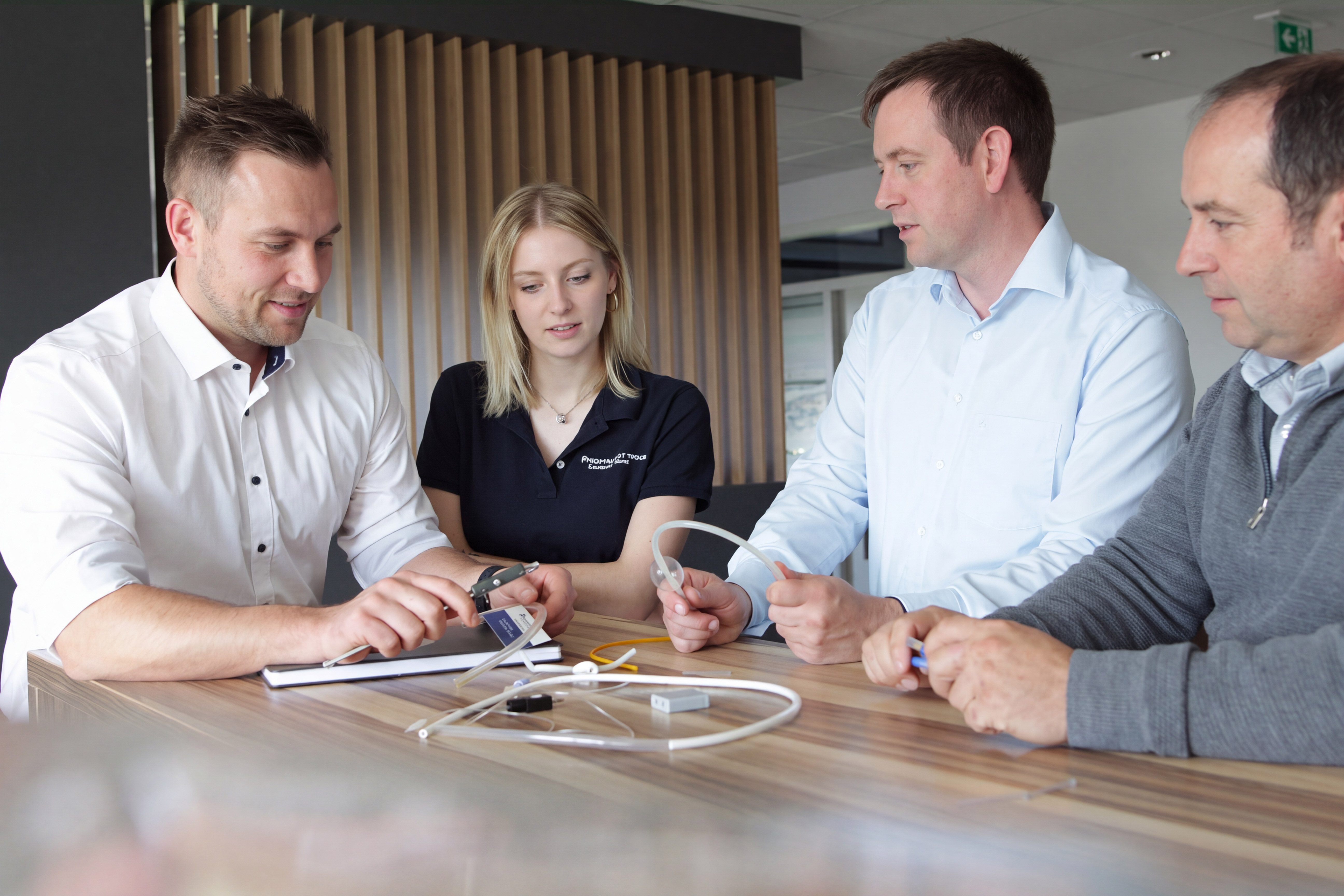 Mitarbeiter der Novoplast Schlauchtechnik im Gespräch