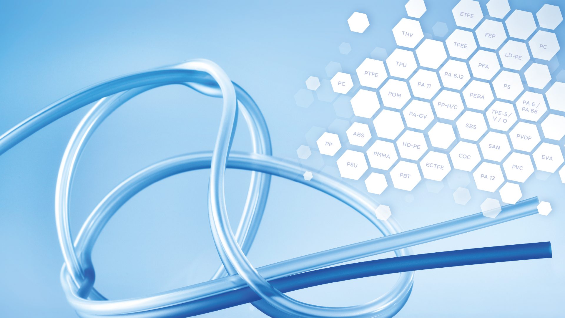 Grafik: Abkürzungen der unterschiedlichen Materialien für medizinische Schläuche hergestellt von Novoplast Schlauchtechnik